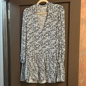 Zara Black and White Floral Mini Dress